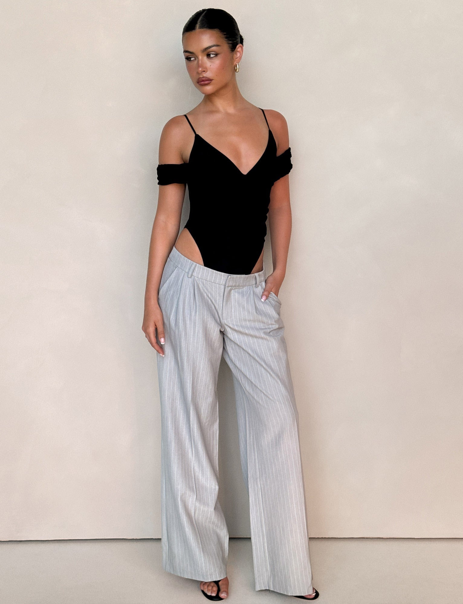 Amberly Grey Pinstripe Suit Pants for Men