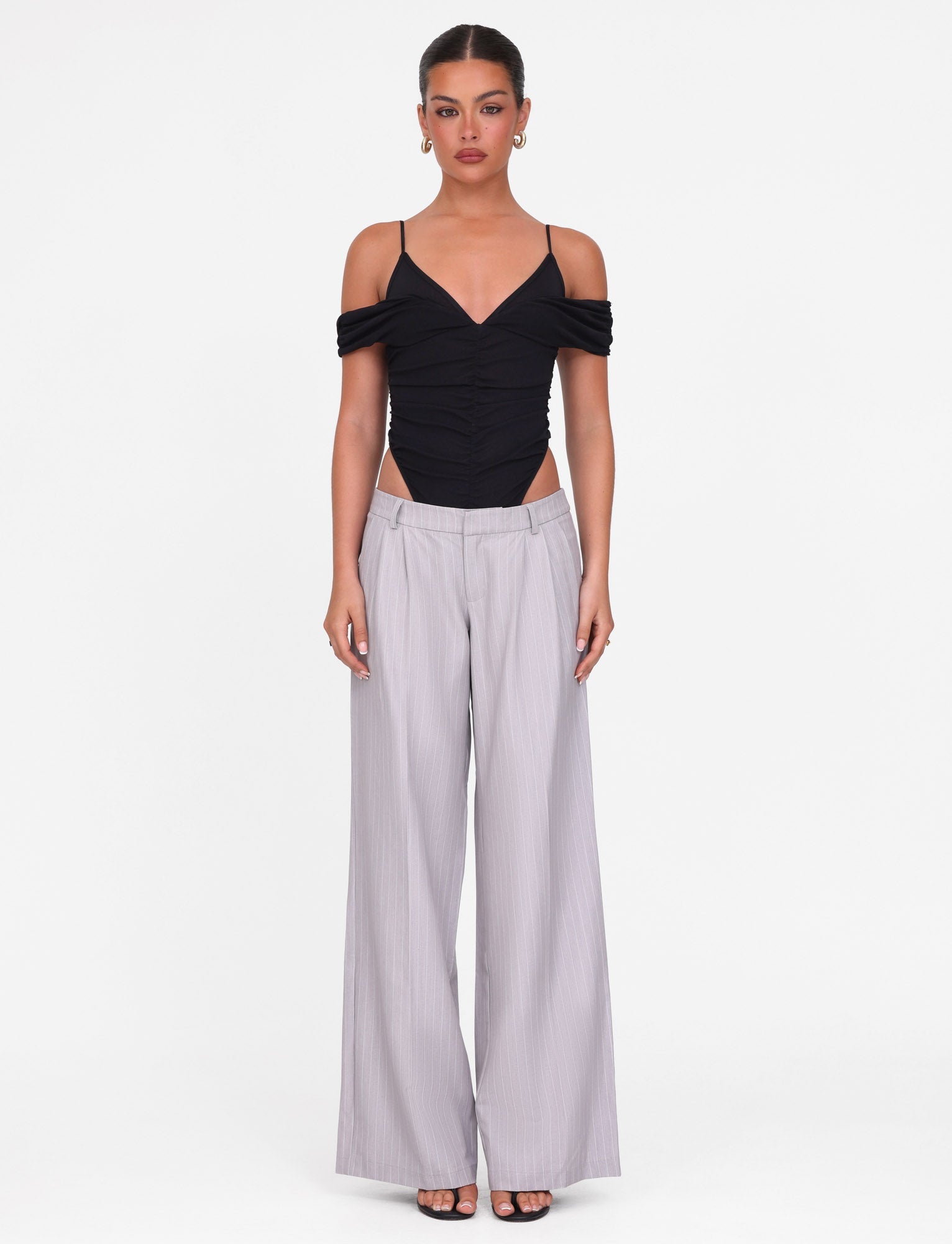 Amberly Grey Pinstripe Suit Pants for Men