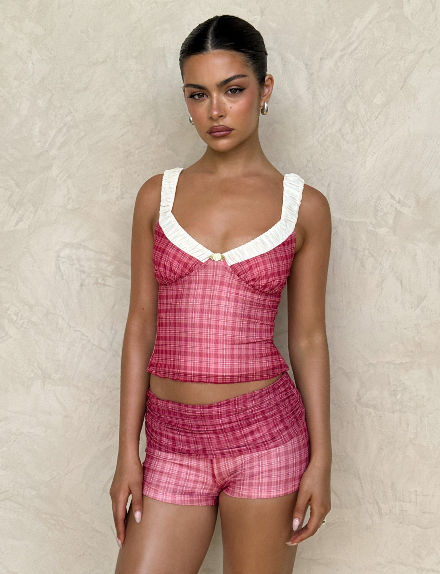 Red Check Amaran Top - Stylish Casual Wear
