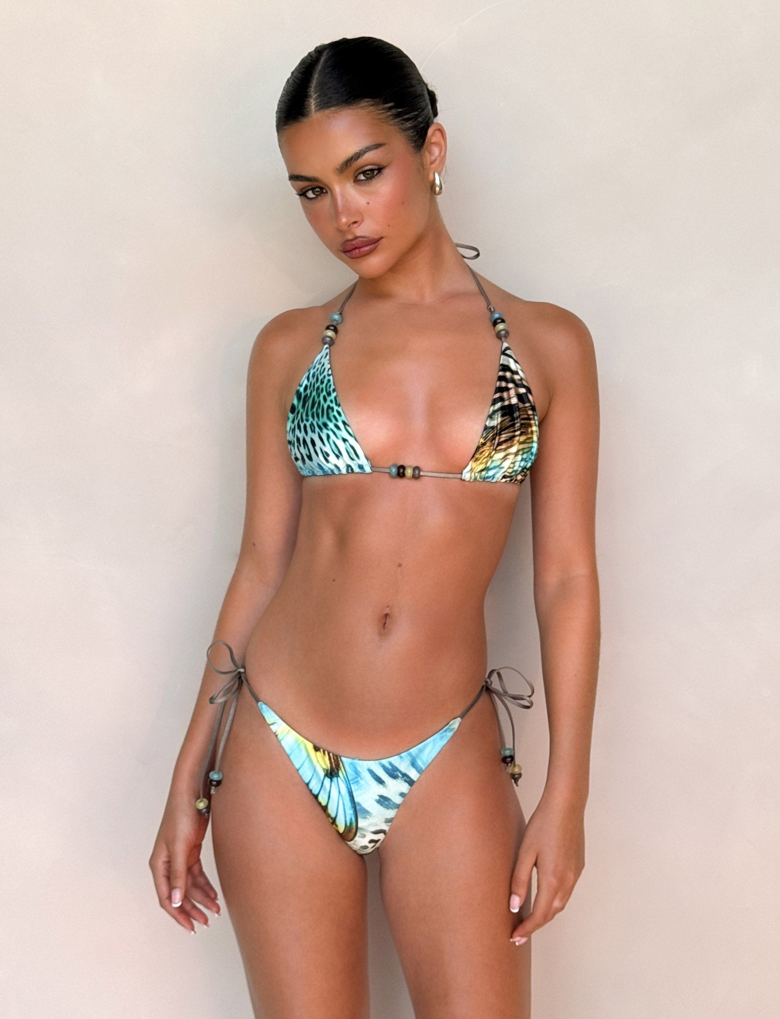Animal Print Bikini Bottom with Butterfly Design