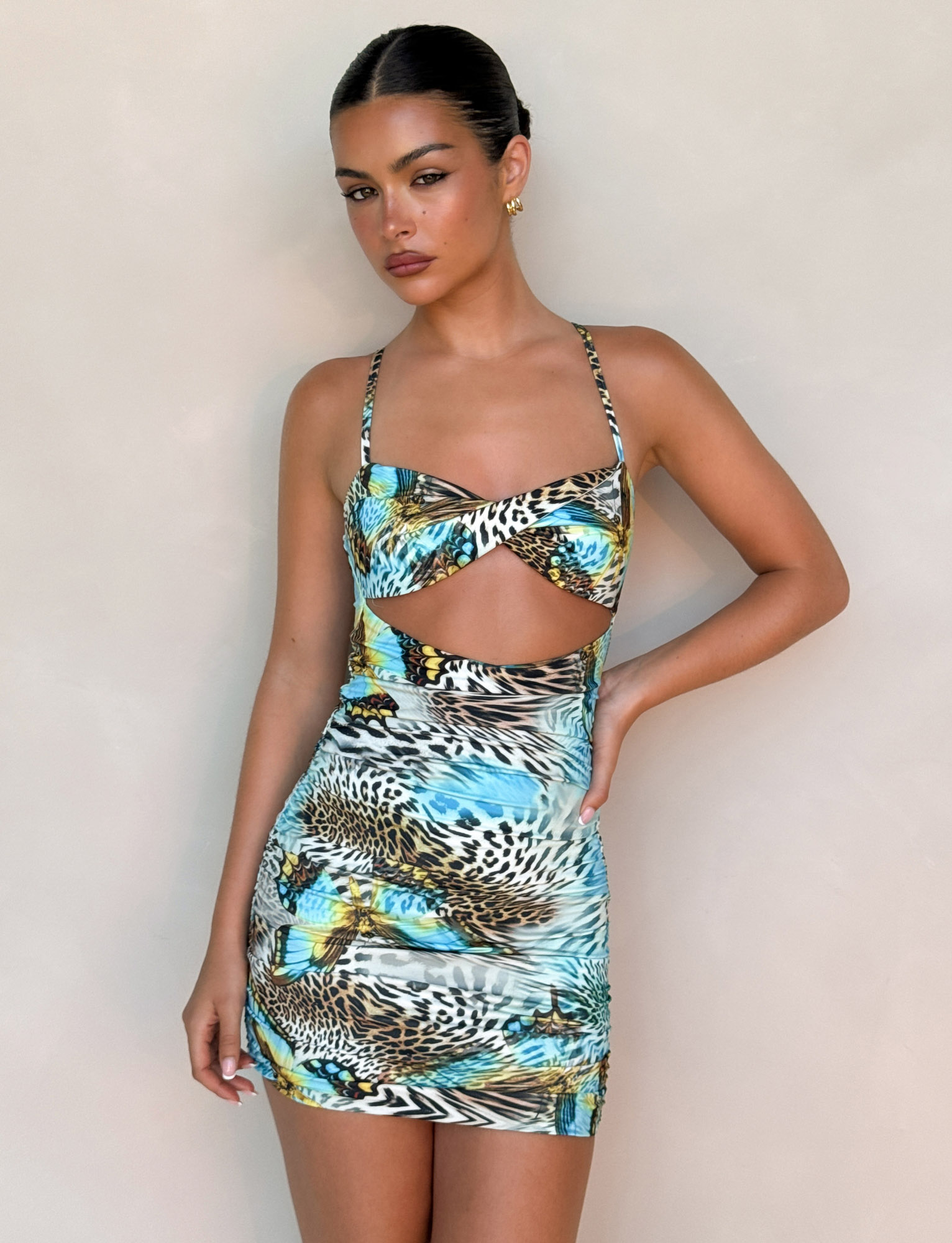Butterfly Print Mini Dress - VERA Animal Pattern