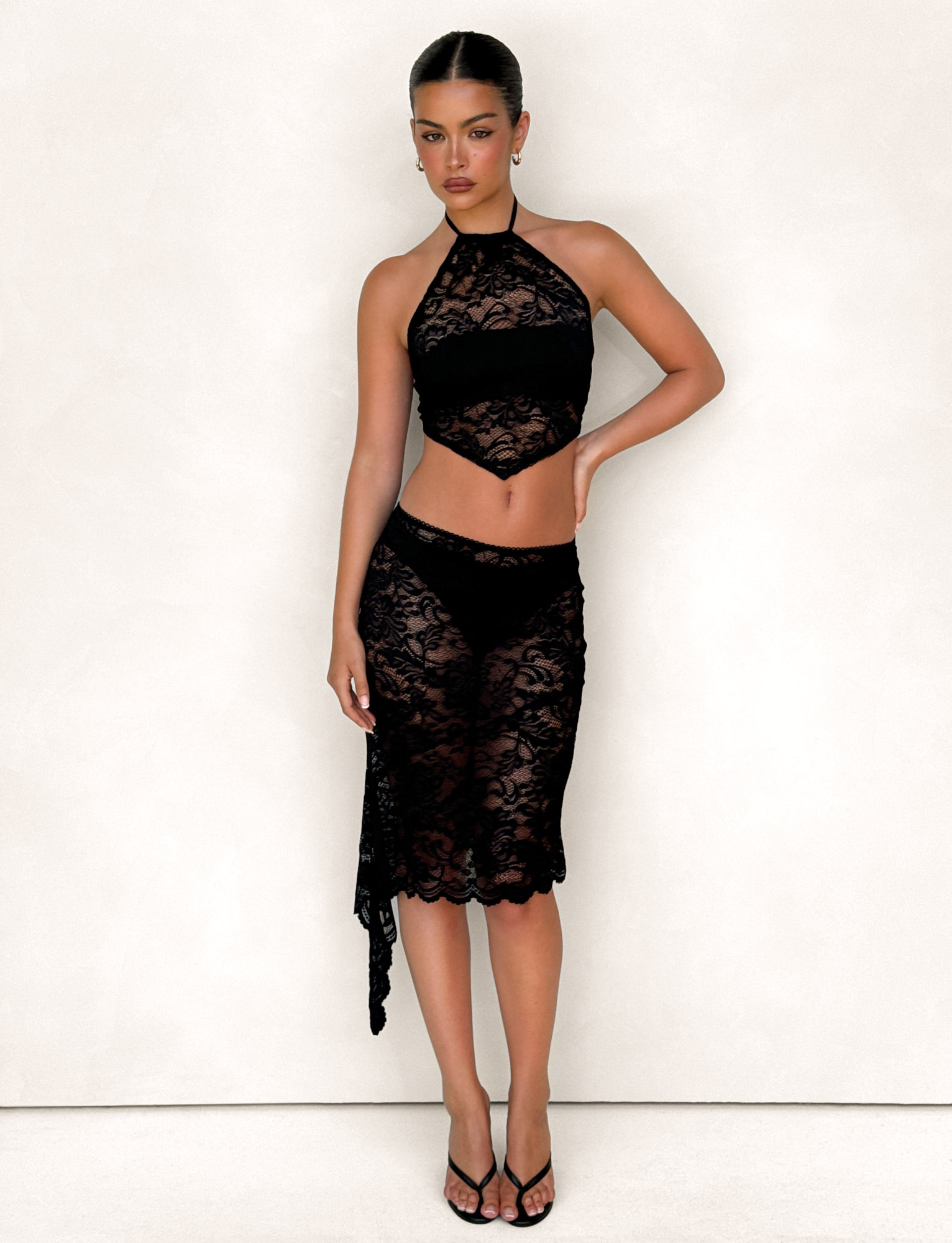 Black Lace Midi Skirt – Elegant & Feminine