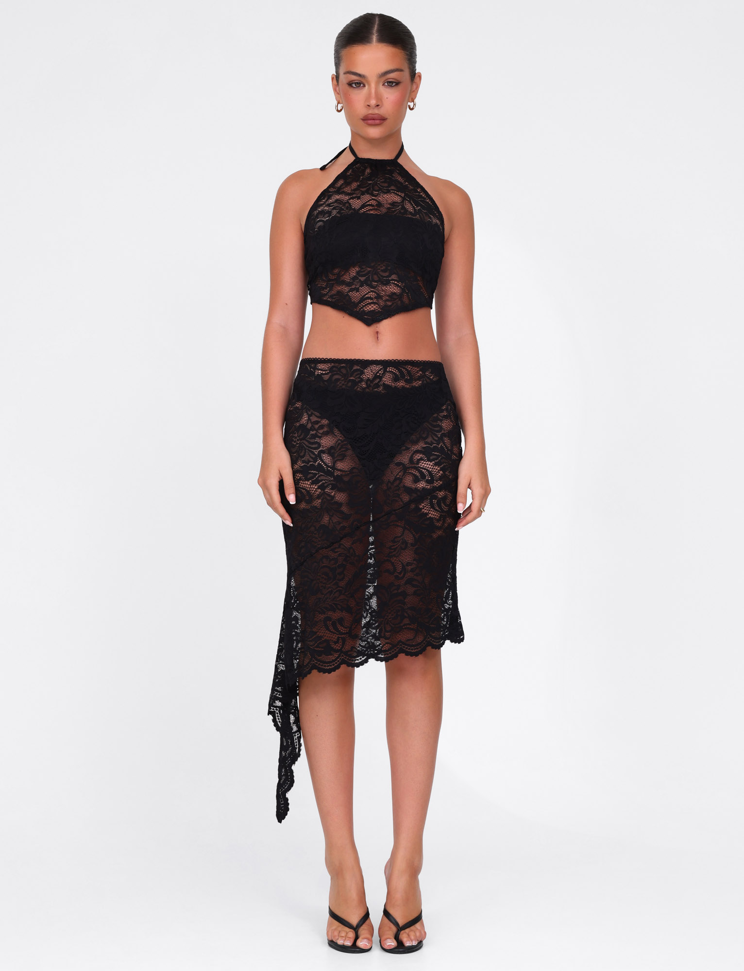 Black Lace Midi Skirt – Elegant & Feminine