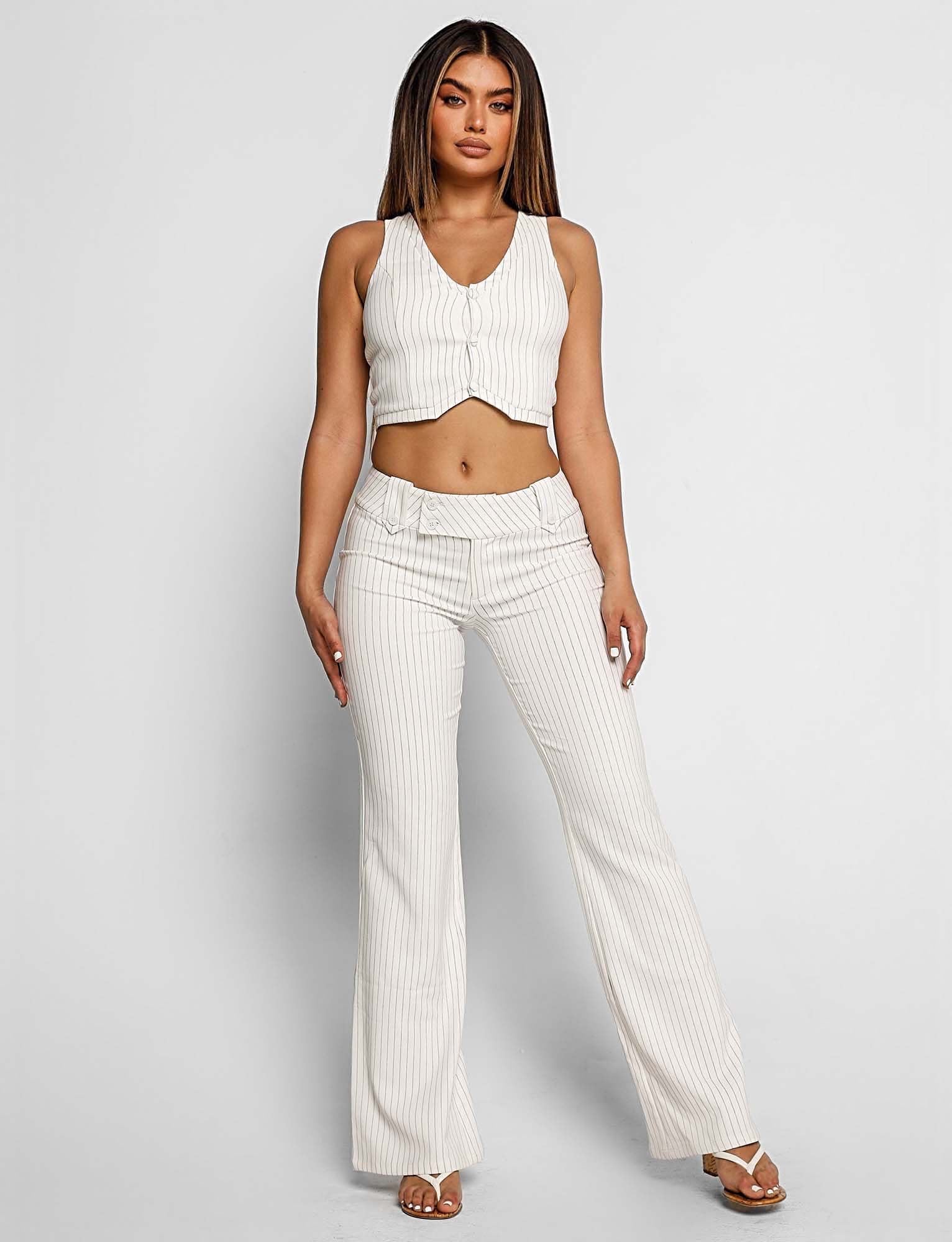 White Pinstripe Kittie Pant - Stylish & Comfortable