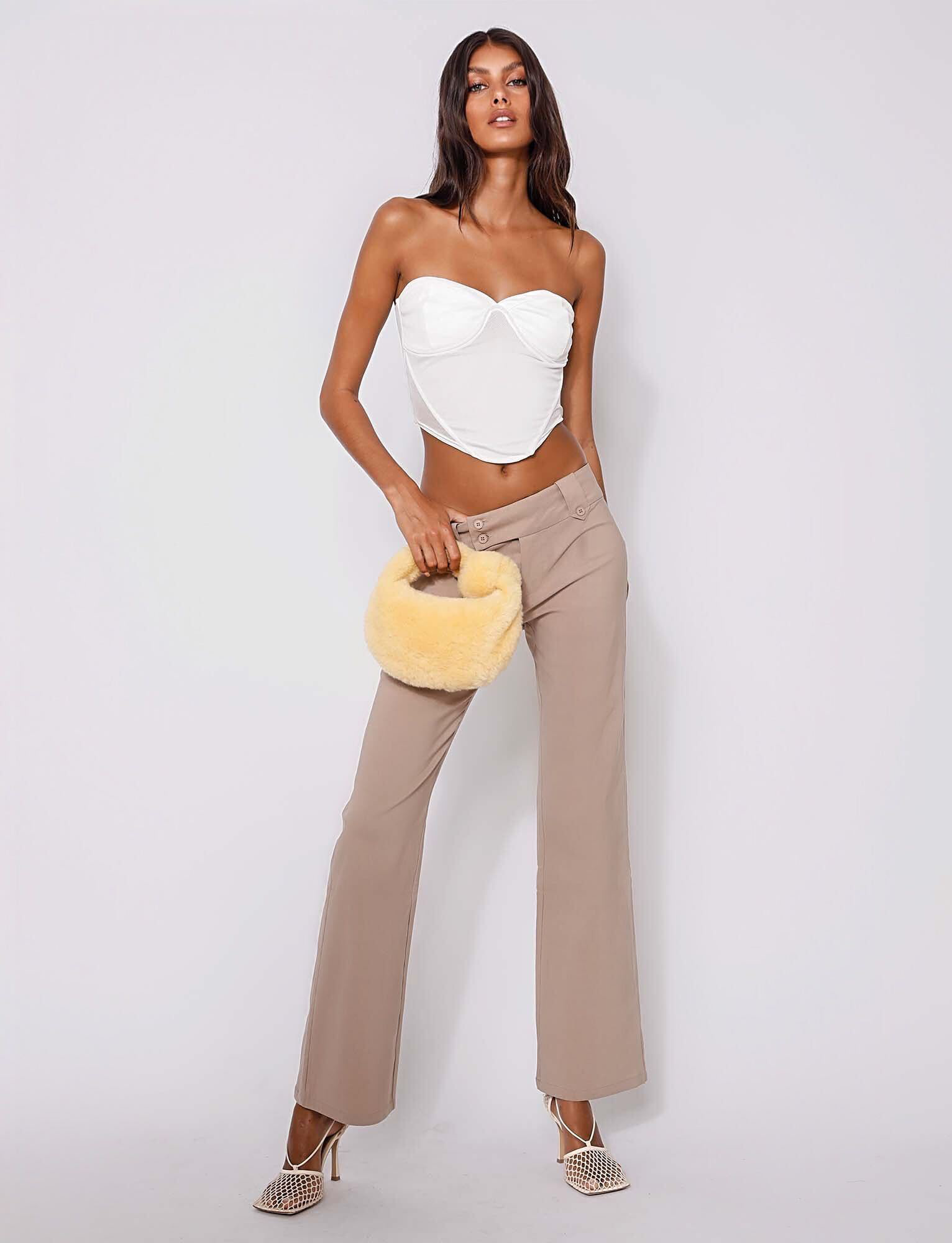 Taupe Kitten Pants for Playful Comfort
