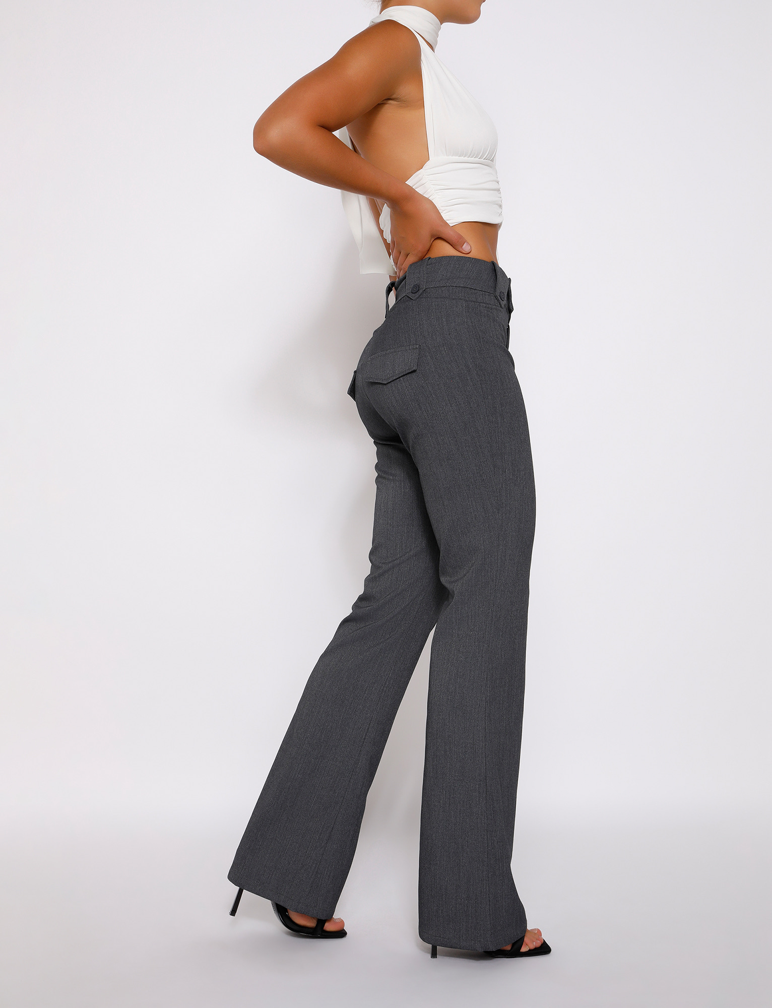Grey Kittie High-Rise Pants for Women